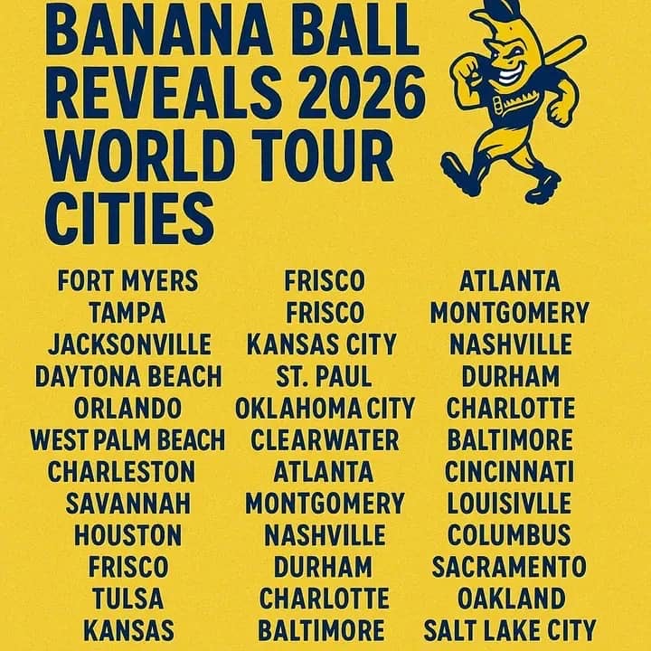 After Receiving Over 150 City Bids Across 40+ States and Beyond, Bananas Ball Organizers Finally Reveal the Selected New Era of the 2026 World Tour, Marking a New Era of Unmatched Fan Excitement and Global Expansion…