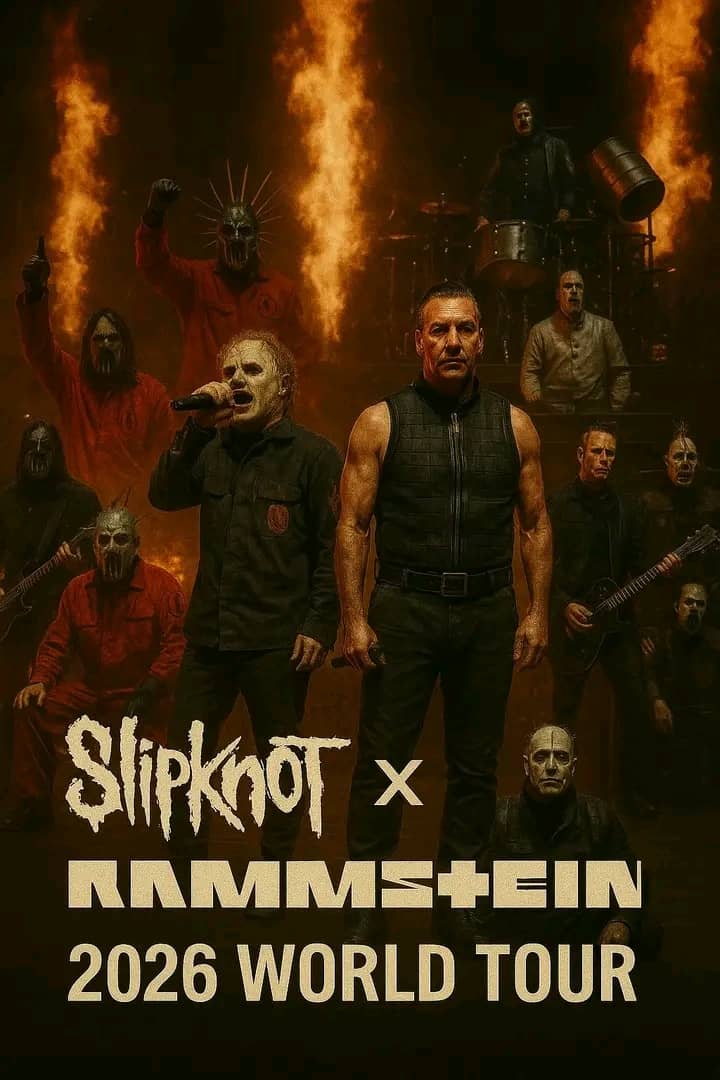 Slipknot x Rammstein Set the Stage for 2026’s Most Explosive World Tour — Fire, Masks & Mayhem Await!