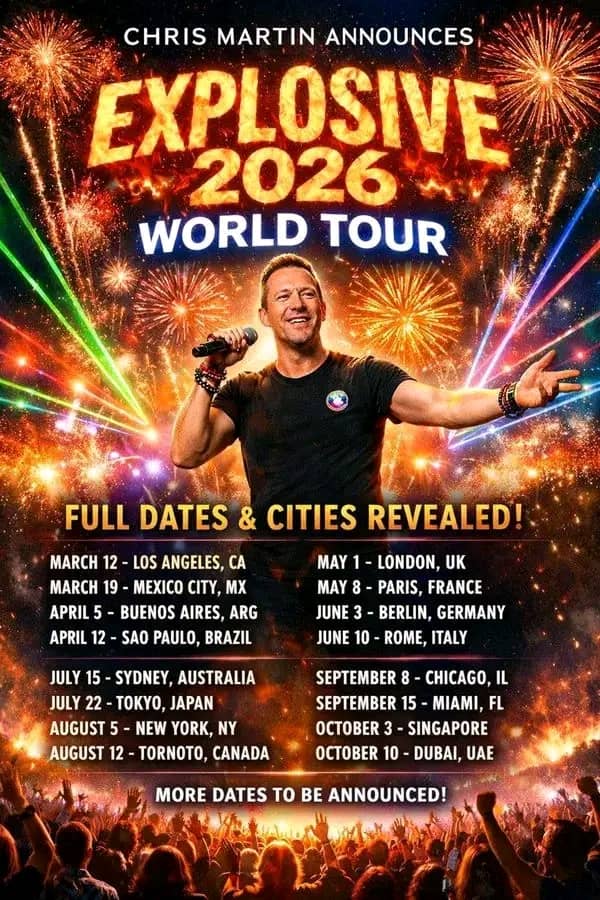 Chris Martin’s 2026 World Tour Goes Global — From Europe to North America and Beyond…