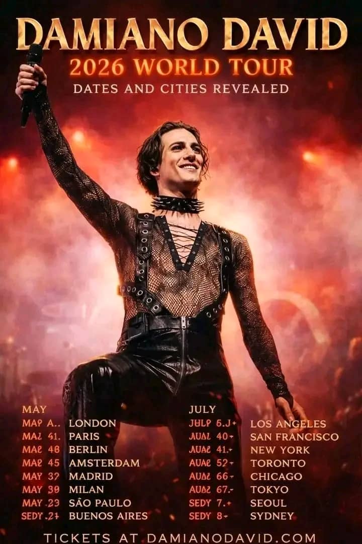 The Wait Is Over: Damiano David Announces Explosive 2026 World Tour — Full Dates and Cities Revealed