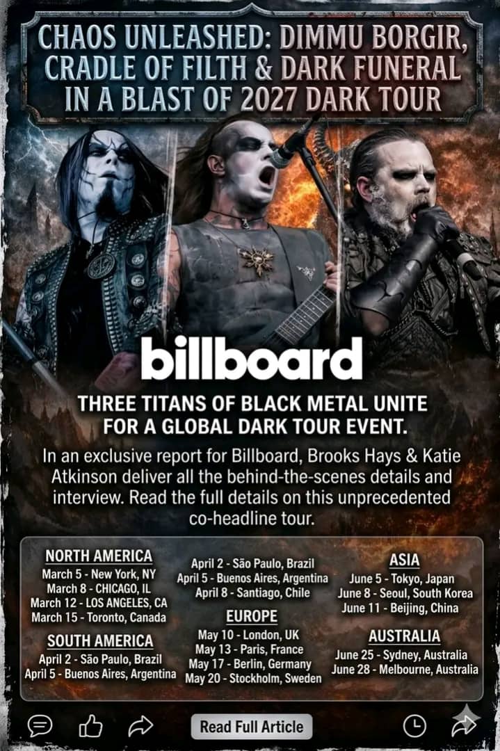 CHAOS UNLEASHED: DIMMU BORGIR, CRADLE OF FILTH & DARK FUNERAL IN A BLAST OF 2027 DARK TOUR
