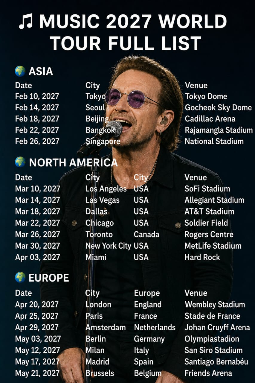 U2 Announces 2026 World Tour — Bigger, Louder, and More Explosive Than Ever!